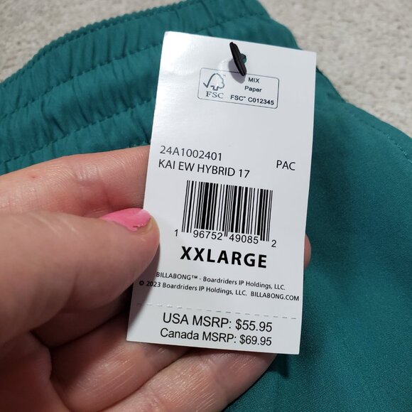 BILLABONG NWT Kai Hybrid Shorts 7" Unlined Lightweight Teal Pacific Used Men XXL - Picture 9 of 16